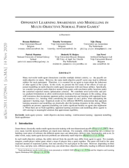 Opponent Learning Awareness and Modelling in Multi-Objective Normal Form
  Games