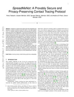 SpreadMeNot: A Provably Secure and Privacy-Preserving Contact Tracing
  Protocol