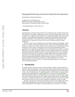 Hypergraph Partitioning using Tensor Eigenvalue Decomposition