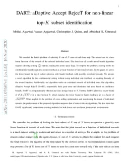 DART: aDaptive Accept RejecT for non-linear top-K subset identification