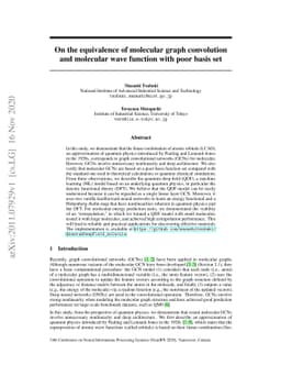 On the equivalence of molecular graph convolution and molecular wave
  function with poor basis set