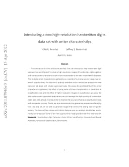 Introducing a new high-resolution handwritten digits data set with
  writer characteristics