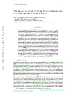 Pre-training Text-to-Text Transformers for Concept-centric Common Sense