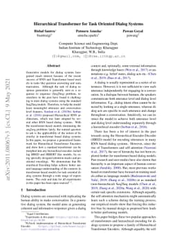 Hierarchical Transformer for Task Oriented Dialog Systems