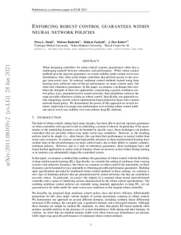 Enforcing robust control guarantees within neural network policies