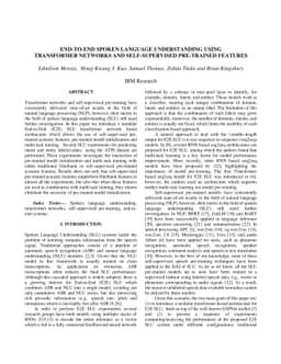 End-to-end spoken language understanding using transformer networks and
  self-supervised pre-trained features