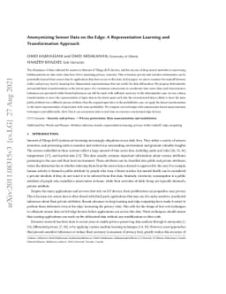 Anonymizing Sensor Data on the Edge: A Representation Learning and
  Transformation Approach
