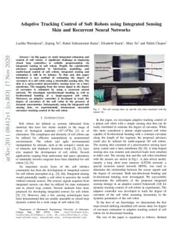 Adaptive Tracking Control of Soft Robots using Integrated Sensing Skin
  and Recurrent Neural Networks