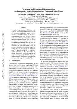 Structural and Functional Decomposition for Personality Image Captioning
  in a Communication Game