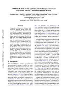 KddRES: A Multi-level Knowledge-driven Dialogue Dataset for Restaurant
  Towards Customized Dialogue System