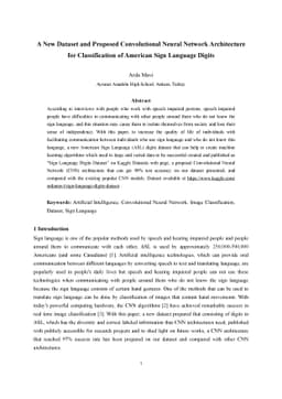 A New Dataset and Proposed Convolutional Neural Network Architecture for
  Classification of American Sign Language Digits