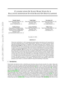 Classification Of Sleep-Wake State In A Ballistocardiogram System Based
  On Deep Learning