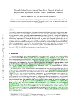 Towards Online Monitoring and Data-driven Control: A Study of
  Segmentation Algorithms for Laser Powder Bed Fusion Processes