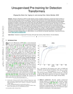 UP-DETR: Unsupervised Pre-training for Object Detection with
  Transformers