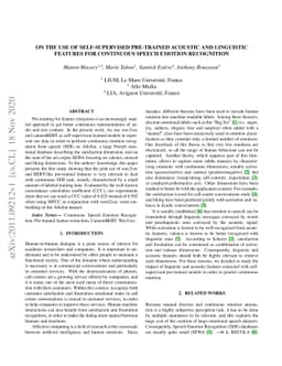 On the use of Self-supervised Pre-trained Acoustic and Linguistic
  Features for Continuous Speech Emotion Recognition