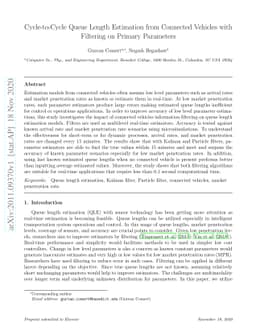 Cycle-to-Cycle Queue Length Estimation from Connected Vehicles with
  Filtering on Primary Parameters