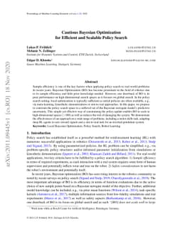Cautious Bayesian Optimization for Efficient and Scalable Policy Search