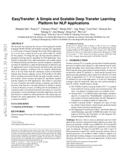EasyTransfer -- A Simple and Scalable Deep Transfer Learning Platform
  for NLP Applications