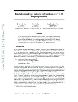 Predicting metrical patterns in Spanish poetry with language models
