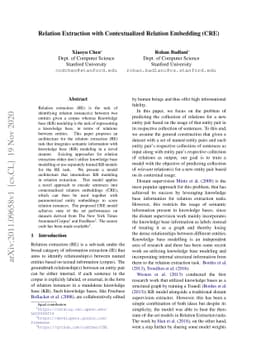 Relation Extraction with Contextualized Relation Embedding (CRE)