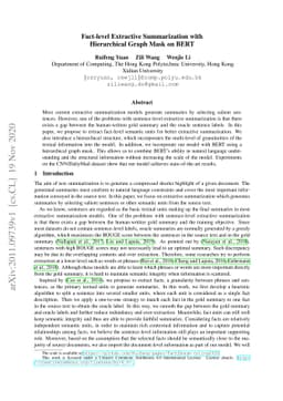 Fact-level Extractive Summarization with Hierarchical Graph Mask on BERT