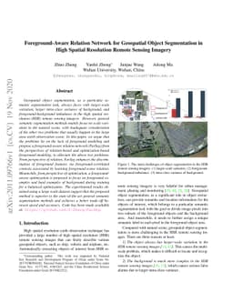 Foreground-Aware Relation Network for Geospatial Object Segmentation in
  High Spatial Resolution Remote Sensing Imagery
