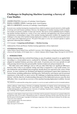 Challenges in Deploying Machine Learning: a Survey of Case Studies