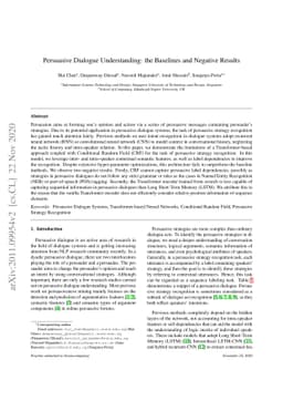 Persuasive Dialogue Understanding: the Baselines and Negative Results