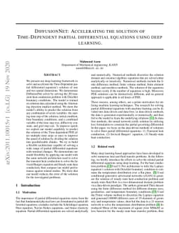 DiffusionNet: Accelerating the solution of Time-Dependent partial
  differential equations using deep learning
