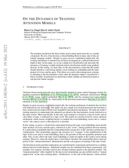 On the Dynamics of Training Attention Models