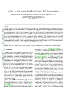 A Survey on Deep Learning Based Point-Of-Interest (POI) Recommendations