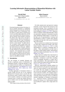 Learning Informative Representations of Biomedical Relations with Latent
  Variable Models