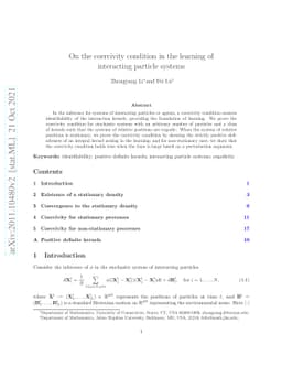 On the coercivity condition in the learning of interacting particle
  systems