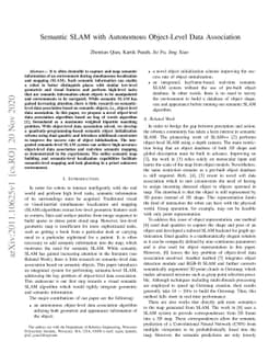 Semantic SLAM with Autonomous Object-Level Data Association