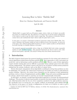 Learning How to Solve Bubble Ball