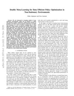 Double Meta-Learning for Data Efficient Policy Optimization in
  Non-Stationary Environments