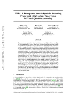LRTA: A Transparent Neural-Symbolic Reasoning Framework with Modular
  Supervision for Visual Question Answering