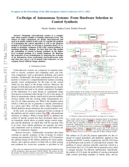Co-Design of Autonomous Systems: From Hardware Selection to Control
  Synthesis