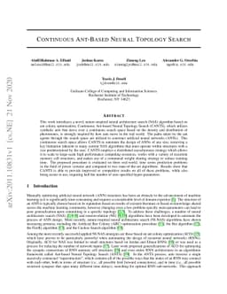 Continuous Ant-Based Neural Topology Search
