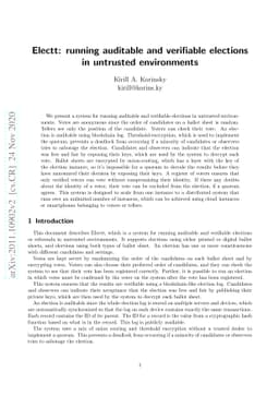 Electt: running auditable and verifiable elections in untrusted
  environments