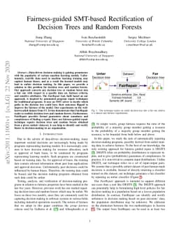 Fairness-guided SMT-based Rectification of Decision Trees and Random
  Forests
