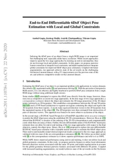 End-to-End Differentiable 6DoF Object Pose Estimation with Local and
  Global Constraints