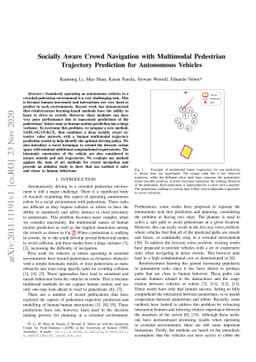 Socially Aware Crowd Navigation with Multimodal Pedestrian Trajectory
  Prediction for Autonomous Vehicles