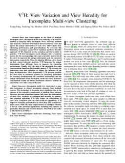 V3H: View Variation and View Heredity for Incomplete Multi-view
  Clustering