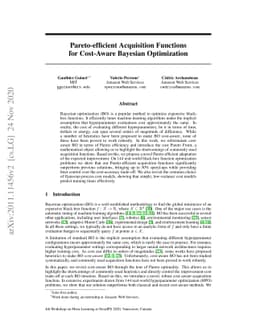 Pareto-efficient Acquisition Functions for Cost-Aware Bayesian
  Optimization