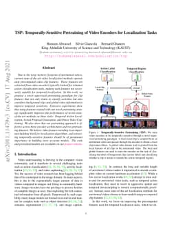 TSP: Temporally-Sensitive Pretraining of Video Encoders for Localization
  Tasks