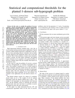 Statistical and computational thresholds for the planted $k$-densest
  sub-hypergraph problem