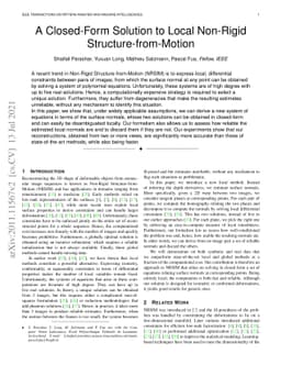 A Closed-Form Solution to Local Non-Rigid Structure-from-Motion