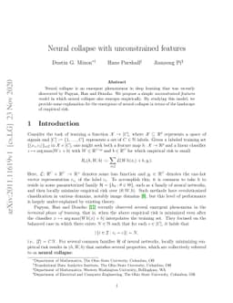 Neural collapse with unconstrained features