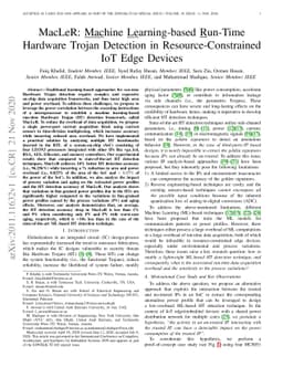 MacLeR: Machine Learning-based Run-Time Hardware Trojan Detection in
  Resource-Constrained IoT Edge Devices